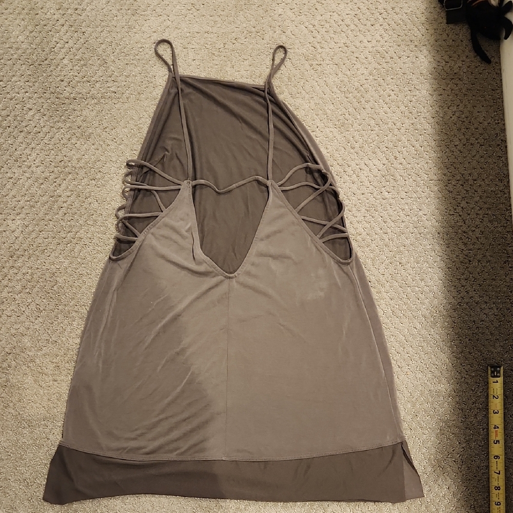 Stylish Gray Sleeveless / Open Back Dress Large